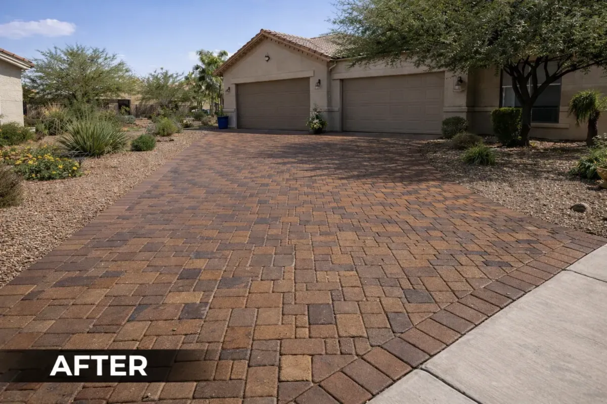 Freshly completed epoxy garage floor coating with a smooth, durable finish inside a clean two-car garage.